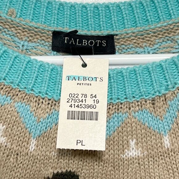 NWT Talbots Fair Isle Snowbird Crewneck Lambswool Sweater Womens L Petite - Picture 6 of 6